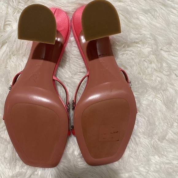 Amina Muaddi Lily‎ slipper 95 Crystal embellished satin heels size 37.5EU - Picture 8 of 14